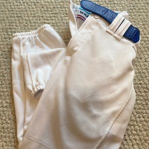 teens white softball pants including blue belt!